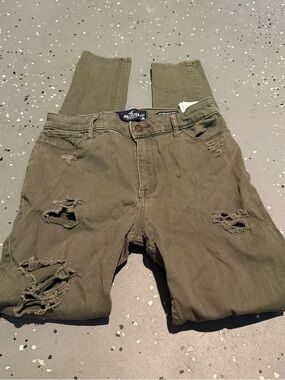 Hollister Green Distressed Skinny Jeans
